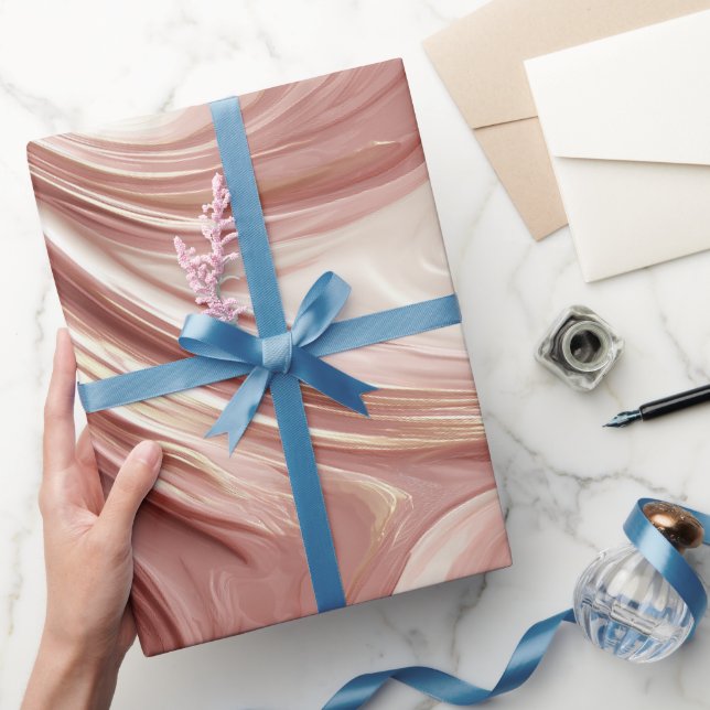 Flytande rörelse Roséguld Rosa Glöd Abstrakt Mönst Presentpapper (Gifting)