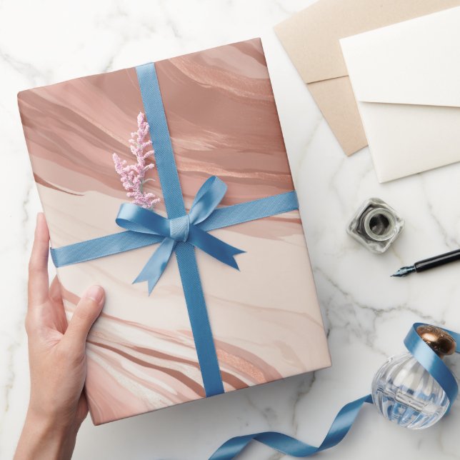 Flytande rörelse Roséguld Rosa Glöd Abstrakt Mönst Presentpapper (Gifting)