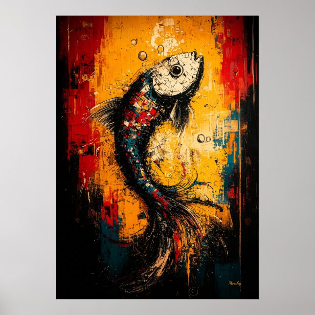 Flytande rörelse Samtidigt expressionistiskt fiskk Poster (Framsidan)