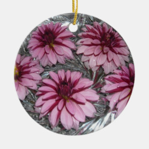 Flytande Rosa Dahlior Julgransprydnad Keramik