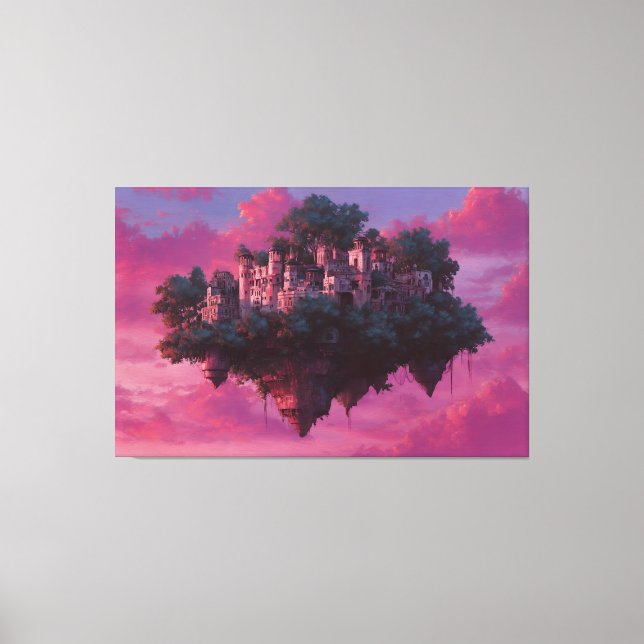 Flytande Rosa Himmelsk Citadell Canvastryck (Framsida)