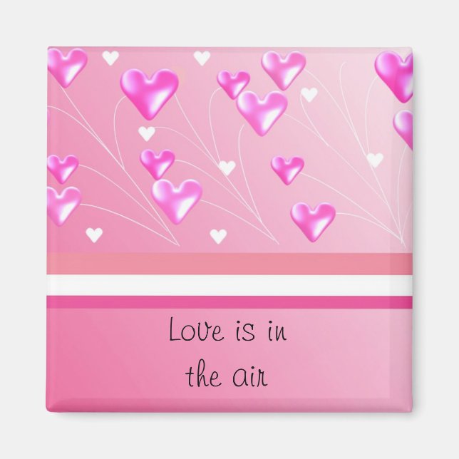 Flytande rosa hjärtan magnet (Framsidan)