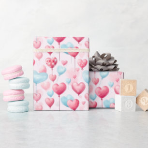 Flytande Rosa och blåhjärt-ballonger Presentpapper