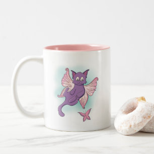 Flytande Rosa och Lila Fairy Cat Två-Tonad Mugg