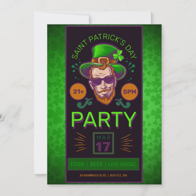 Flytande Saint patrick's day Party Inbjudningar (Framsida)