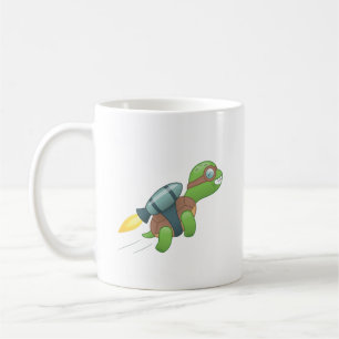 Flytande sköldpadda med en Jetpack Kaffemugg