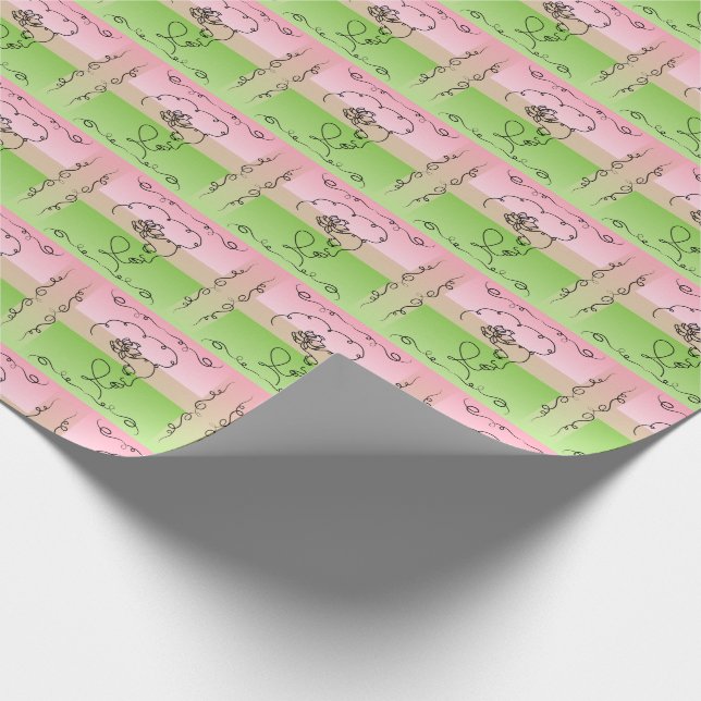 Flytande skönhet: Peony Line Art Gift Wrap Roll Presentpapper (Hörn)