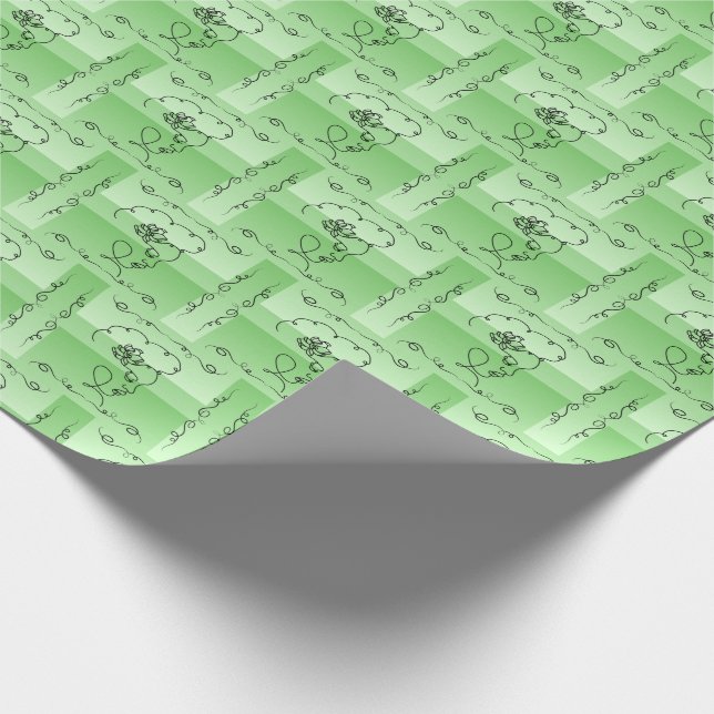 Flytande skönhet: Sage Line Art Gift Wrap Roll Presentpapper (Hörn)