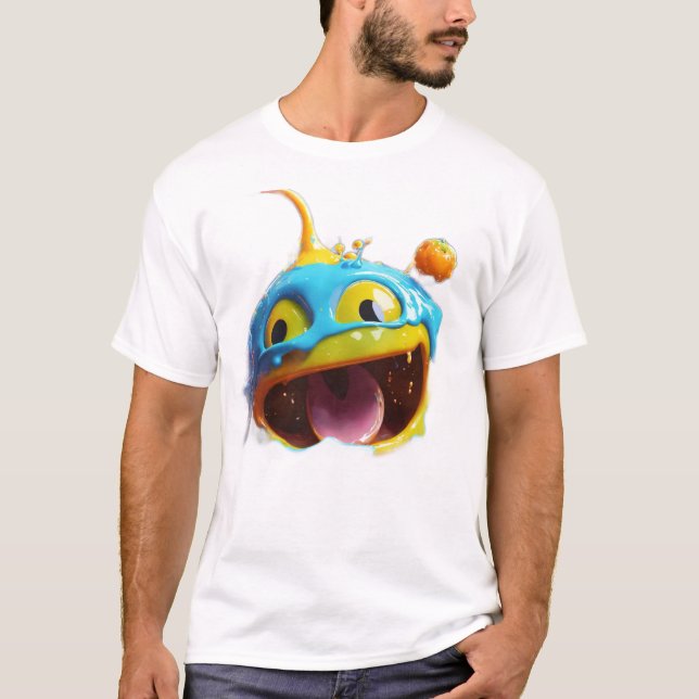 "Flytande Smileynt: En Quirky Stänk Paint Porträtt T Shirt (Framsida)