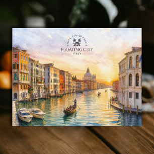 Flytande stad Kanalernas stad Venedig Akvarell Vykort