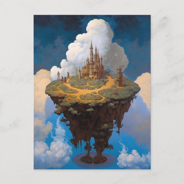 Flytande Surreal Castle Fantasy Art Vykort (Framsida)