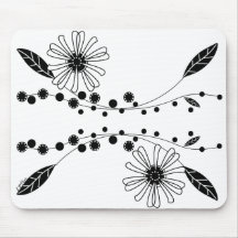 Flytande svart och vit blomsterdesign
