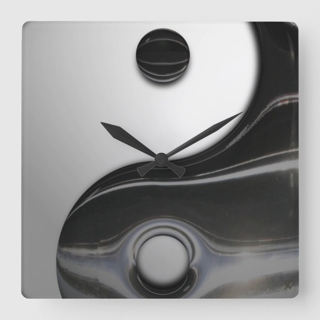 Flytande svart Yin Yang (anpassadet) Fyrkantig Klocka (Framsida)