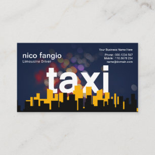 Flytande TAXI Nattdagen Ljus Bokeh City Skyline Ta Visitkort