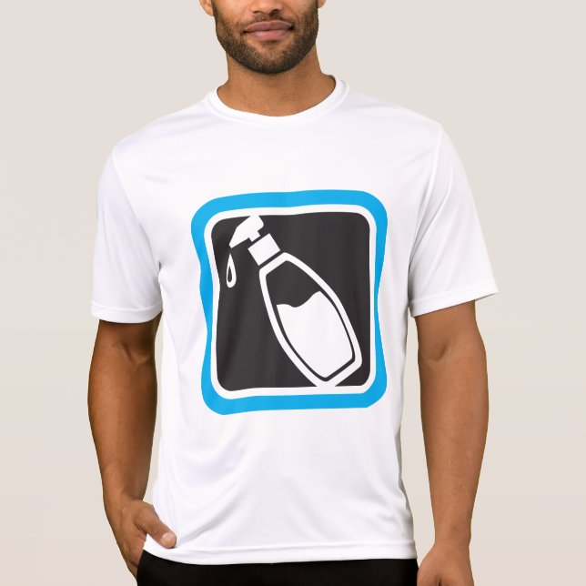 Flytande tvål dispenser pumpflaska ikon t shirt (Framsida)