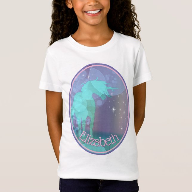 Flytande Unicorn Silhouette (regnbubblor) T Shirt (Framsida)