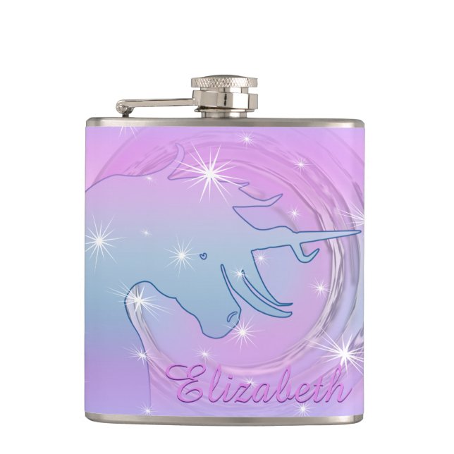 Flytande Unicorn Silhouette (rosa snabbt måne) Fickplunta (Framsidan)