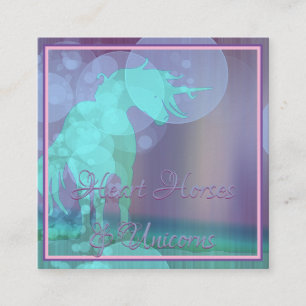 Flytande Unicorn Silhouette (teal/lila) Fyrkantigt Visitkort