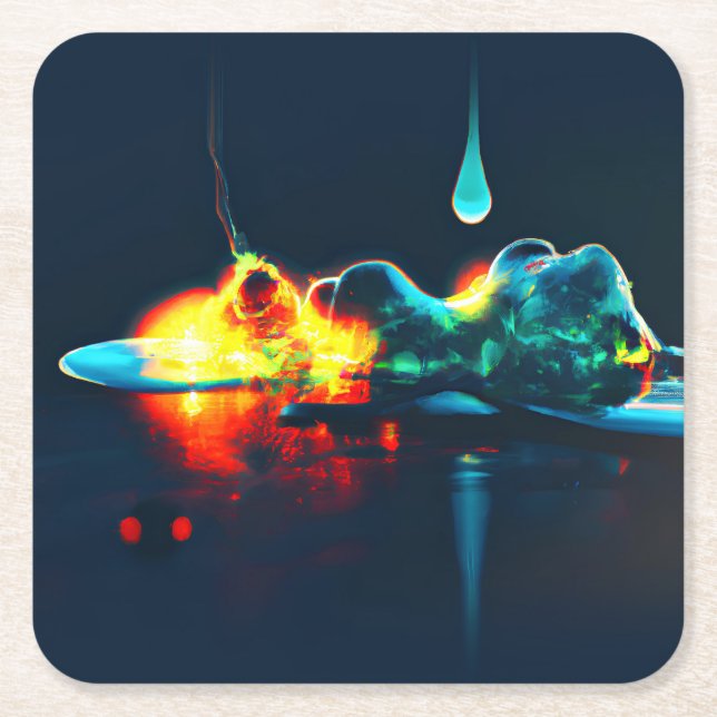 Flytande vätskeavdropp underlägg papper kvadrat (Framsidan)