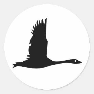 Flytande Vild Goose Silhouette - Round Sticker Runt Klistermärke