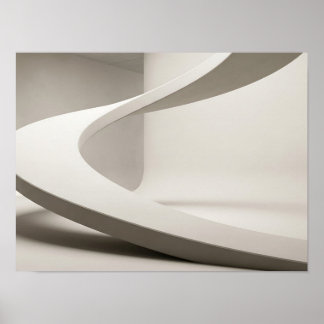 Flytande vit skulptural kurva minimalistisk väggko poster