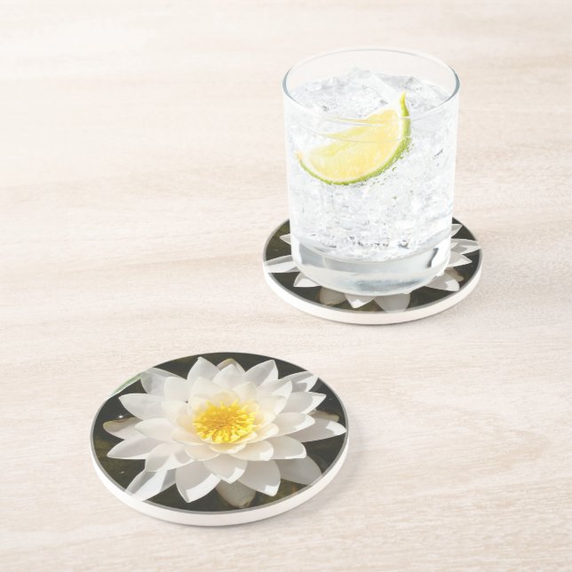 Flytande vit vattenlilja Lotus  Underlägg (Sidan)