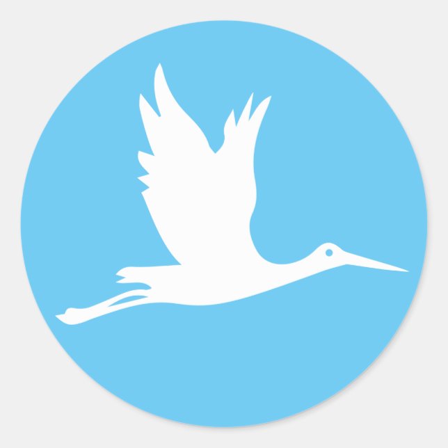 Flytande vitstork runt klistermärke (Framsida)