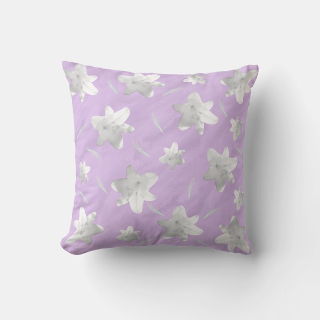 Flytande White Lilies American MoJo Pillow Kudde (Framsida)