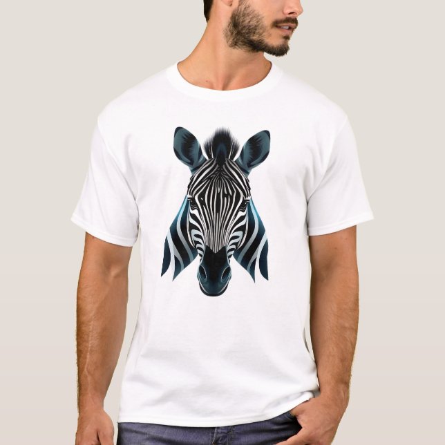 Flytande Zebra Ansikte Art T Shirt (Framsida)