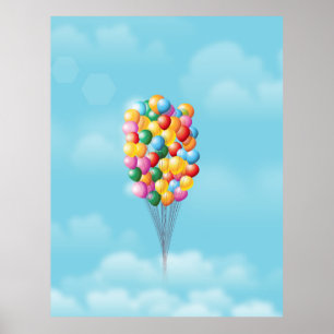 Flyter ballonger upp och bort. poster