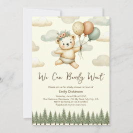 Flyter Bear Äventyr Baby Shower Inbjudningar