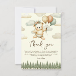Flyter Bear Äventyr Baby Shower Tack Kort