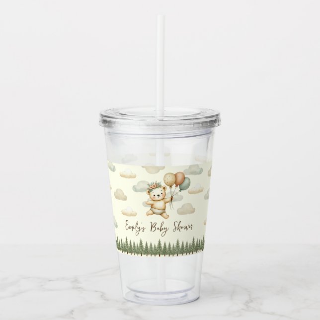 Flyter Bear Äventyr Baby Shower Take Away Mugg (Framsida)