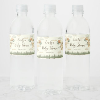 Flyter Bear Äventyr Baby Shower Vattenflaskor Etikett