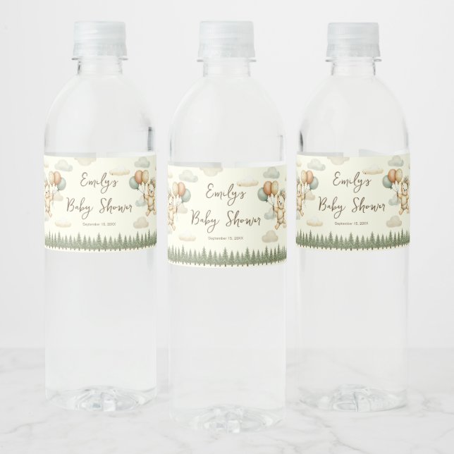 Flyter Bear Äventyr Baby Shower Vattenflaskor Etikett (Flaskor)