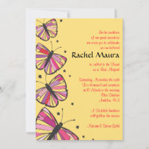 FLYTER BUTTERFLISK Bat mitzvah inbjudan