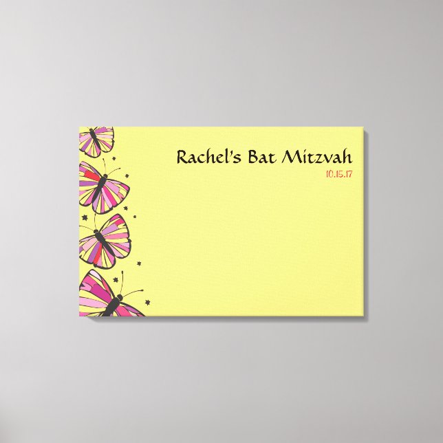 FLYTER BUTTERFLY Bat mitzvah Sign-In Board Canvastryck (Framsida)