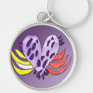 Flyter hjärtdesignnyckelkedjan rund silverfärgad nyckelring