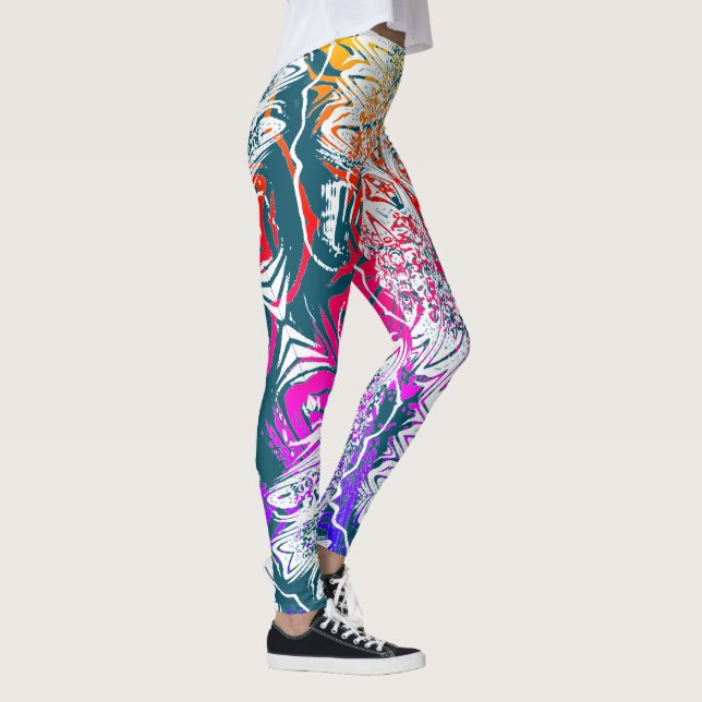 Flyter som Vatten Abstrakt Computational Art Leggings (Höger)