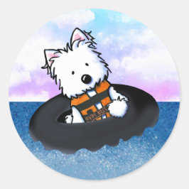 Flyter Westie KiniArt-etikett Runt Klistermärke