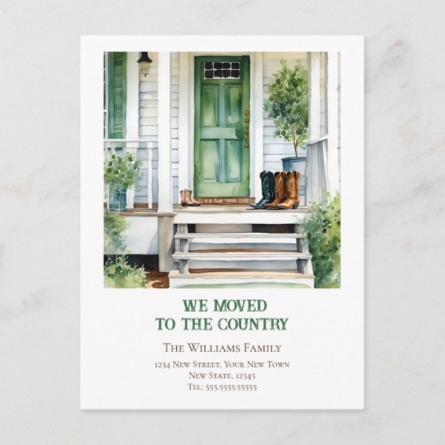 Flytt till ny adress Gårdshus Flyttmeddelande Vykort (Framsida)