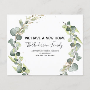 Flytta Annocement Eucalyptus Greenery Watercolor Flygblad
