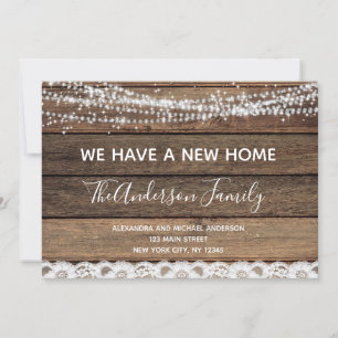 Flytta Annocement Rustic Farmhouse Wood Inbjudningar