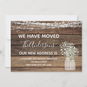 Flytta Annocement Rustic Farmhouse Wood Inbjudningar