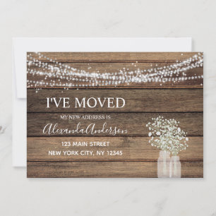 Flytta Annocement Rustic Farmhouse Wood Inbjudningar