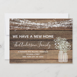 Flytta Annocement Rustic Farmhouse Wood Inbjudningar