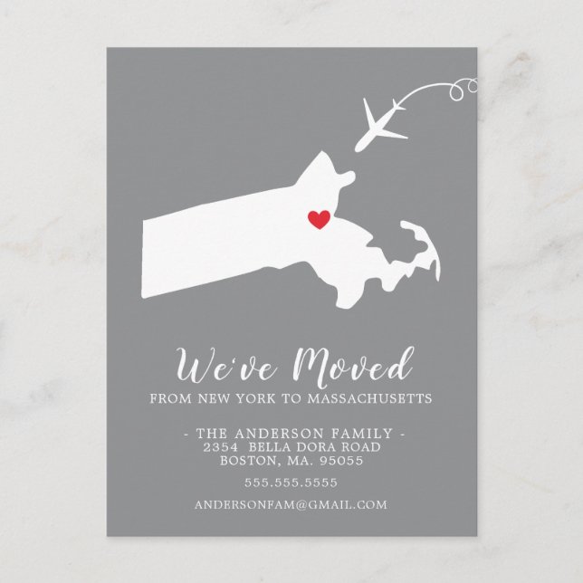 Flytta annonstillstånd Massachusetts Post Card Vykort (Framsida)