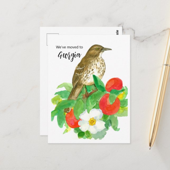 Flytta Announation Georgia Peacher Cherokee Ro Vykort (Fram/Back In Situ)