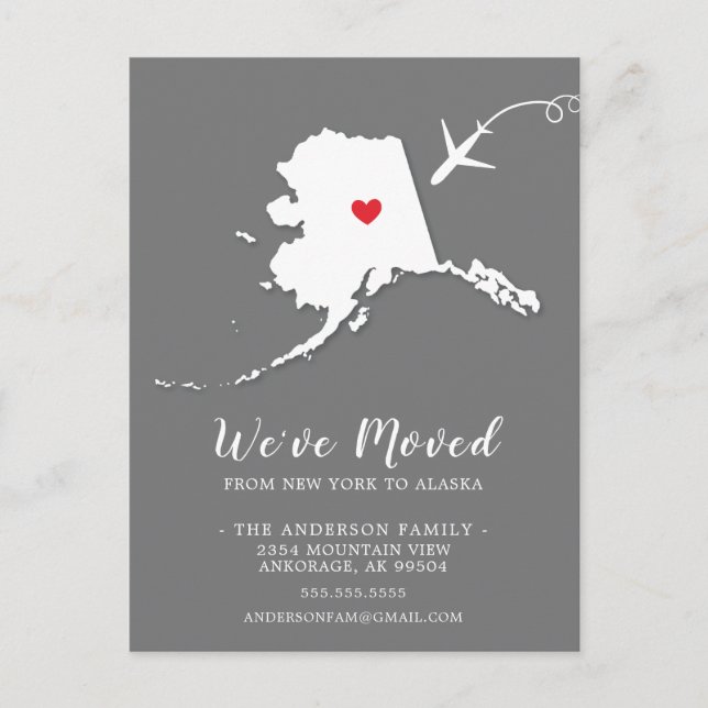 Flytta Announation State ALASKA-vykort Vykort (Framsida)