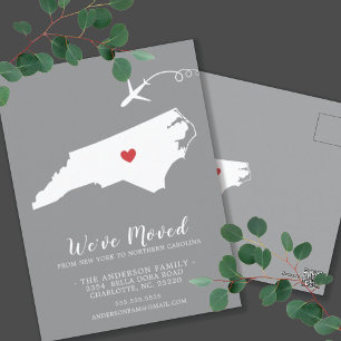 Flytta Announation State NORTH Carolina Post Card Vykort
